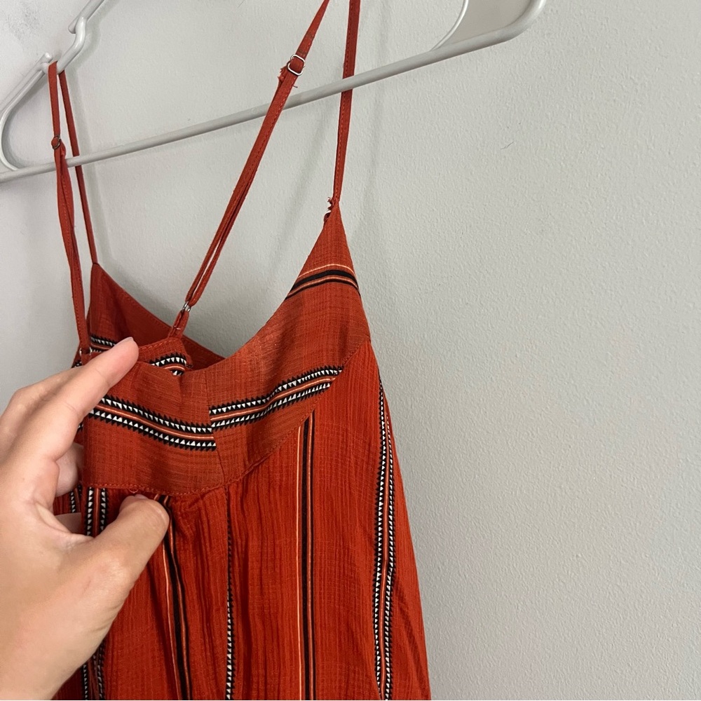 BA&SH Kyo Tiered Cotton Sleeveless Maxi Dress Caramel Brick Stripe Women's 6 - Picture 13 of 14